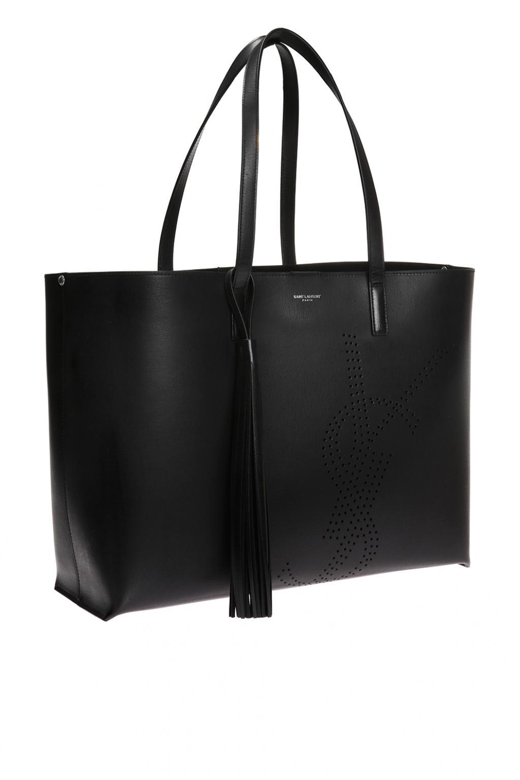 Saint Laurent Perforated Shopper Bag in Black | Lyst