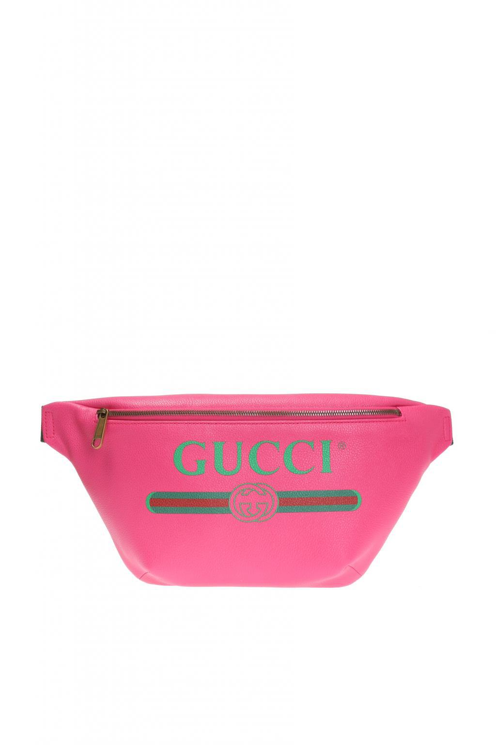 Gucci Leather Logo-printed Belt Bag in Pink for Men - Lyst