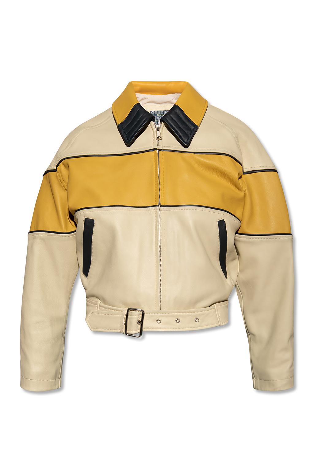 DIESEL Leather Jacket With Belt Yellow | Lyst