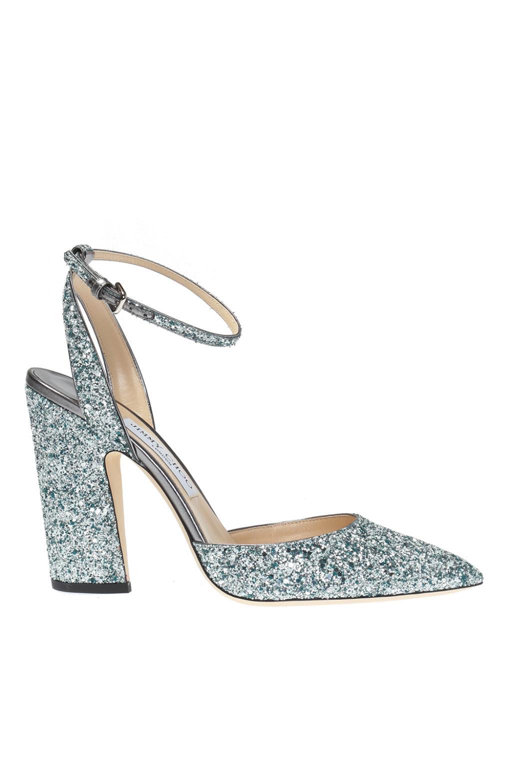 Jimmy Choo Suede 'micky' Block Heel Shoes in Silver (Metallic) - Lyst