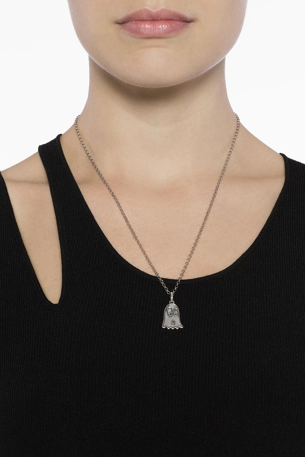 gucci ghost motif pendant necklace