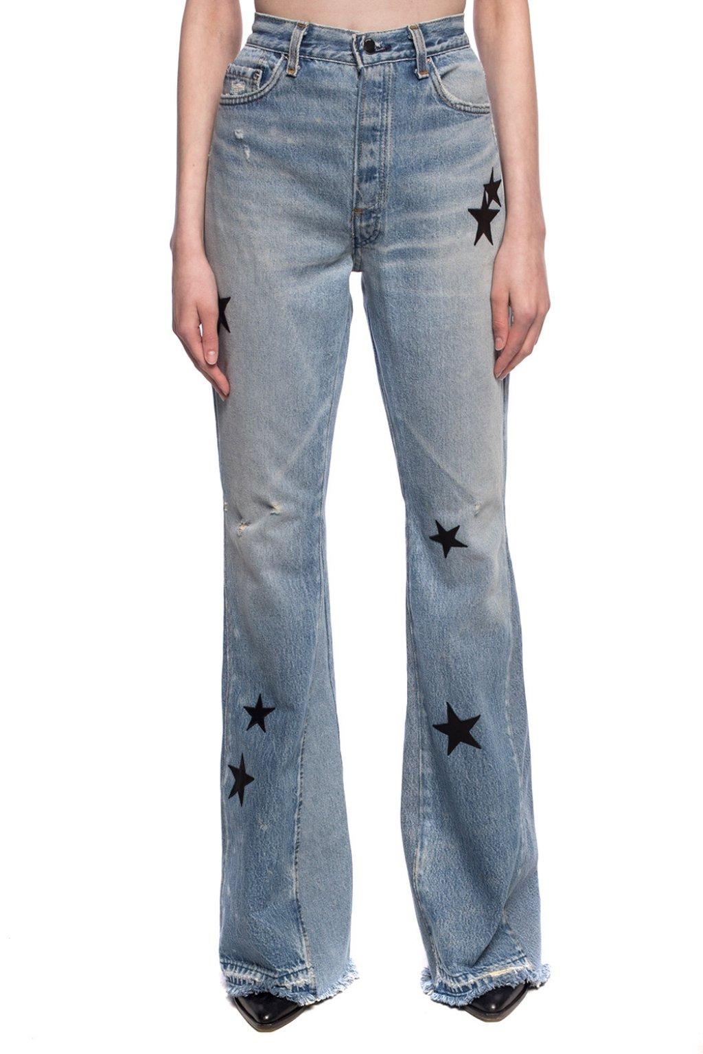 Amiri Star Patch Flared Jeans in Blue | Lyst