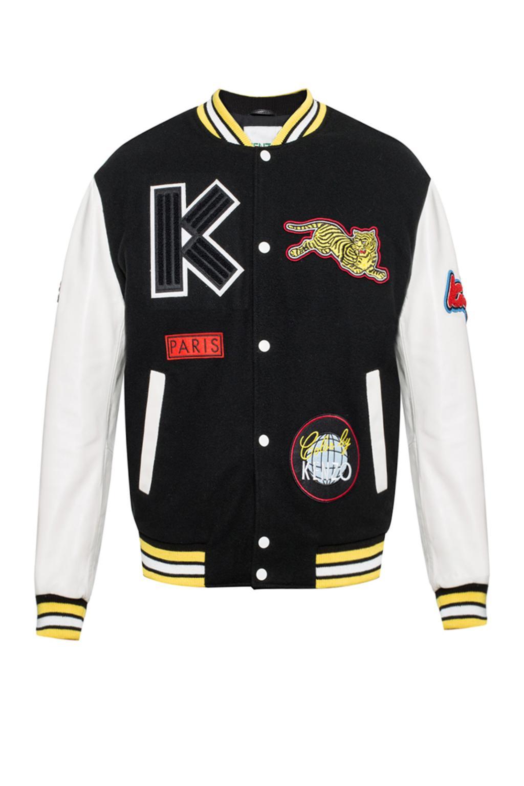 KENZO Wool Varsity Jacket in Black for Men Lyst