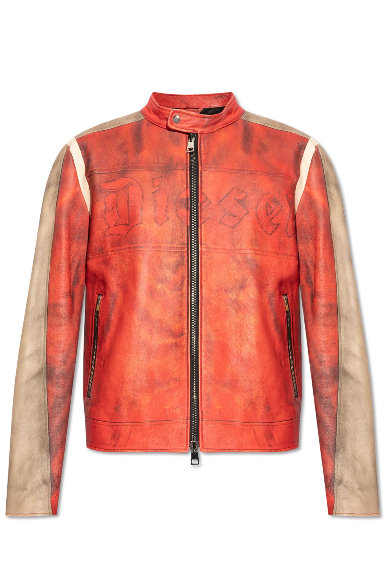 DIESEL Leather Jacket `L-Ruscha` in Orange for Men | Lyst Canada