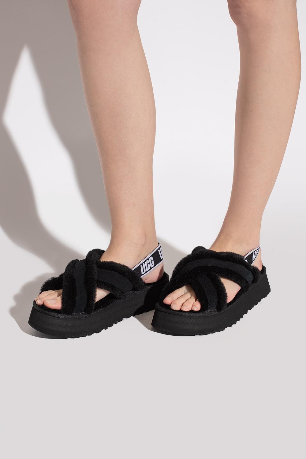 UGG 'disco Cross Slide' Sandals in Black | Lyst