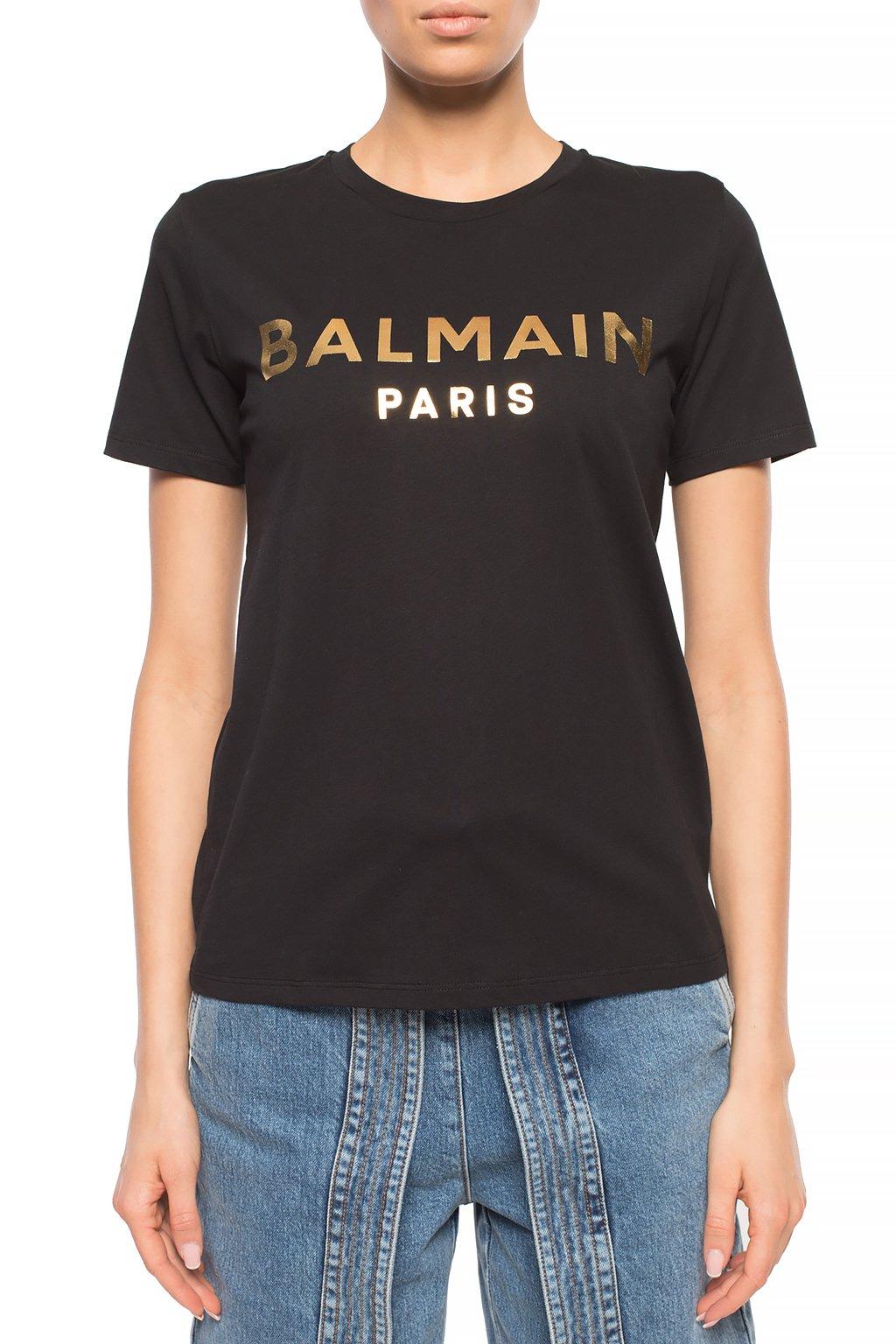 Balmain Cotton T-shirt With Logo in Black - Lyst