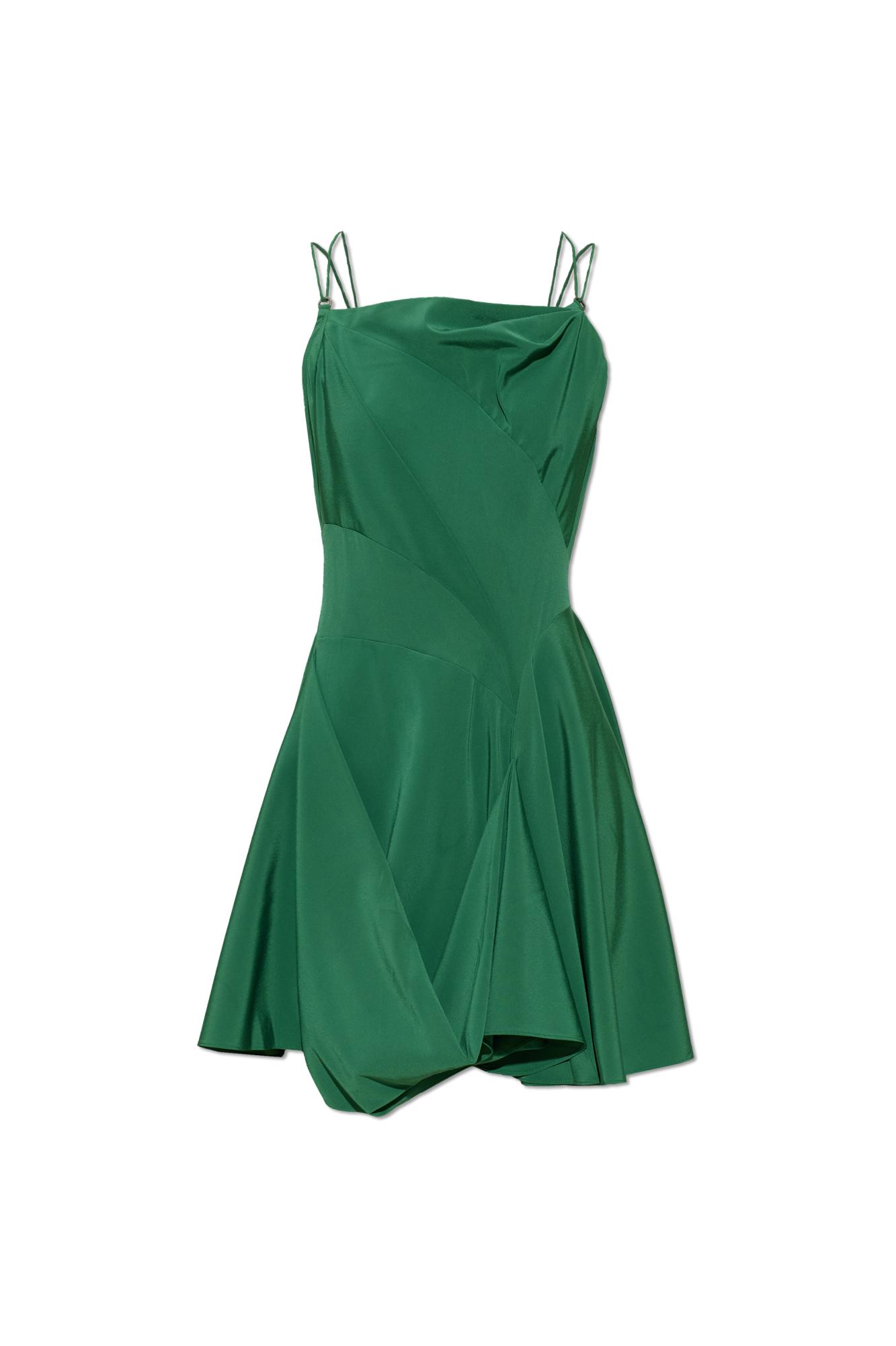 all saints green silk dress Hadley Metallic Midi Slip Dress DEEP GREEN