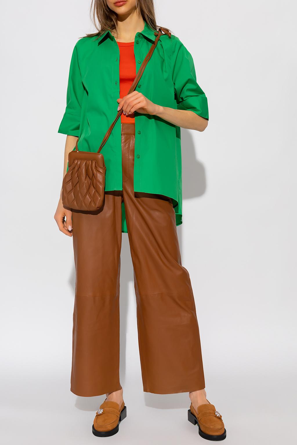Gestuz 'agatagz' Leather Trousers in Brown | Lyst