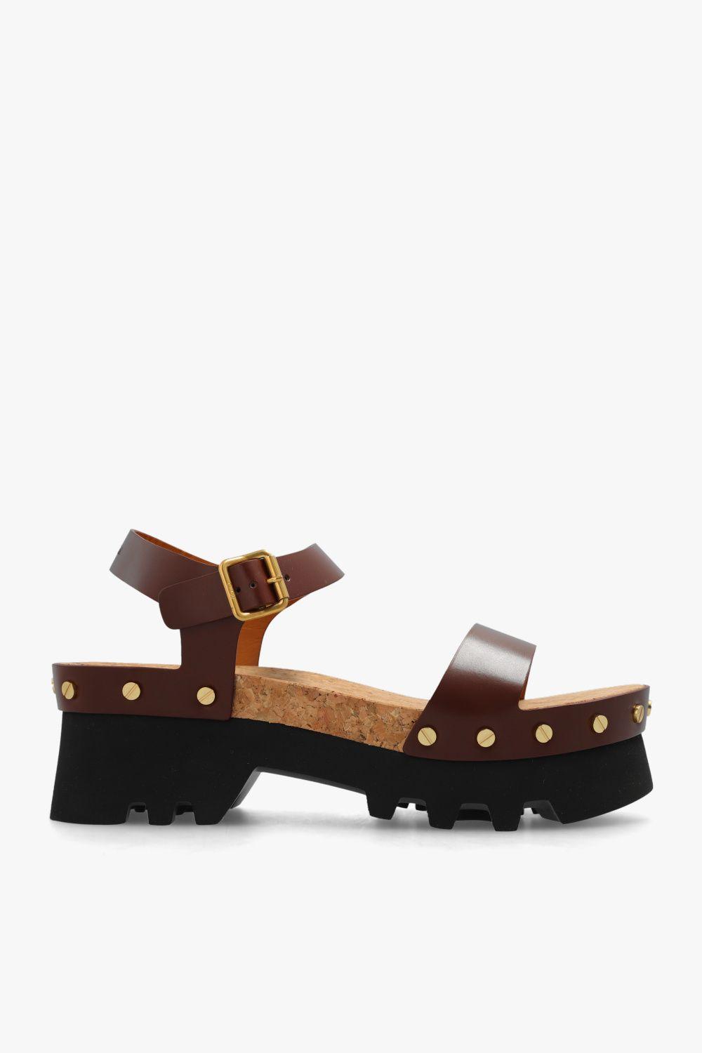 Chloé Platform Sandals in Brown | Lyst