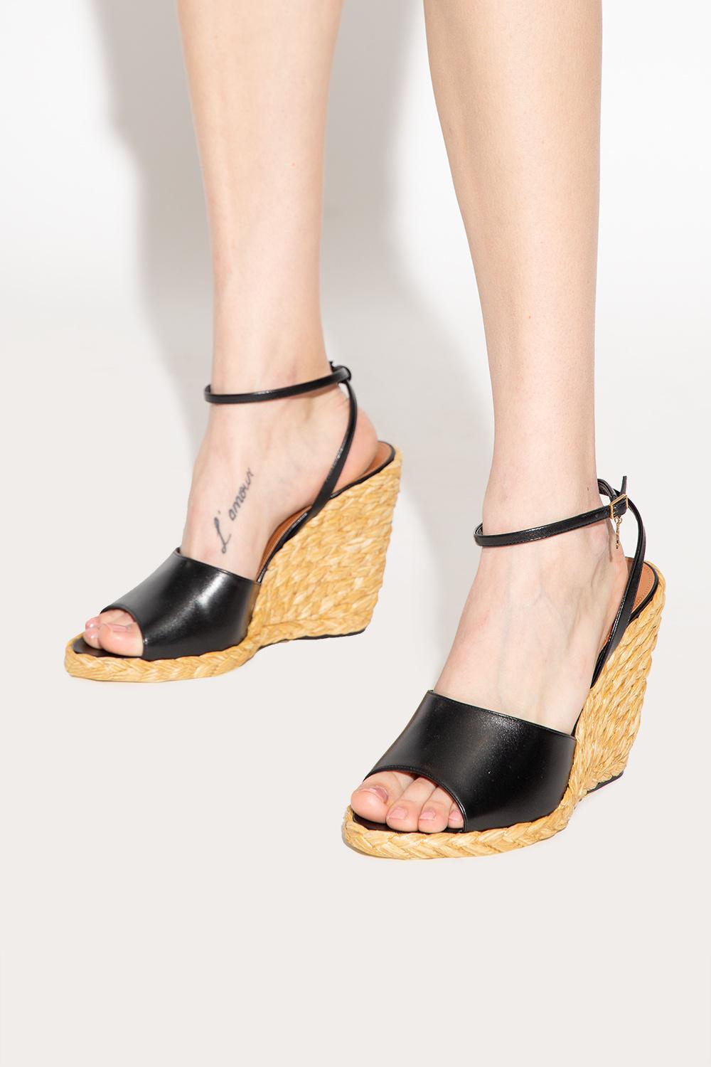 Saint Laurent 'paloma' Wedge Sandals in Black Lyst