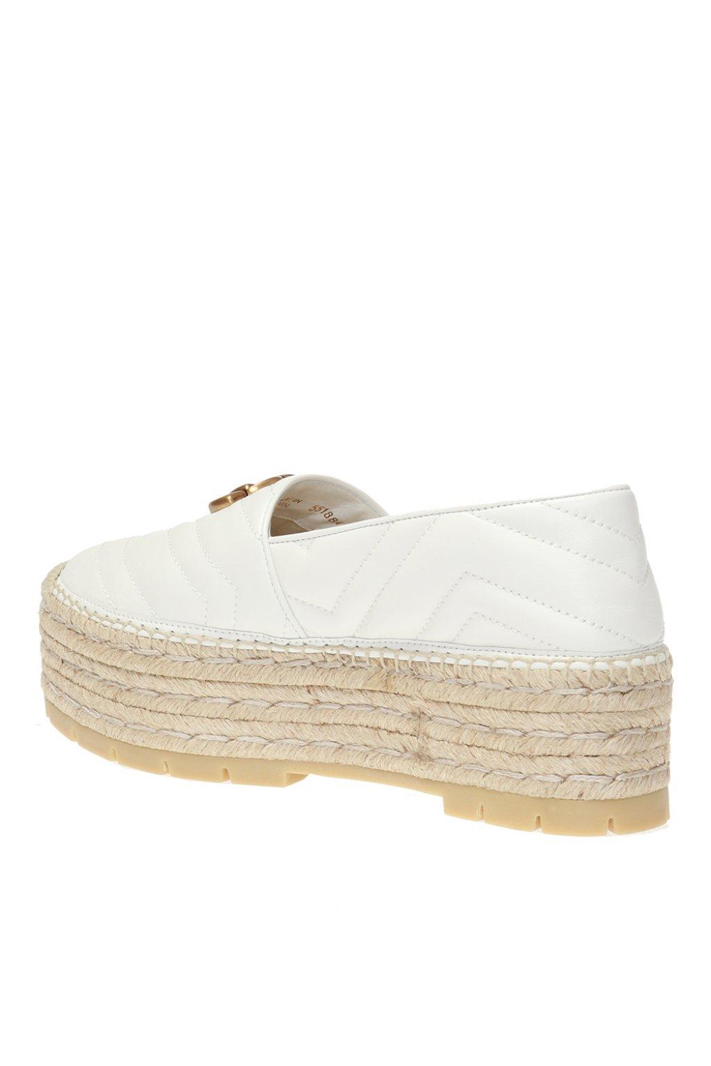 Chevron Leather Espadrille With Double G