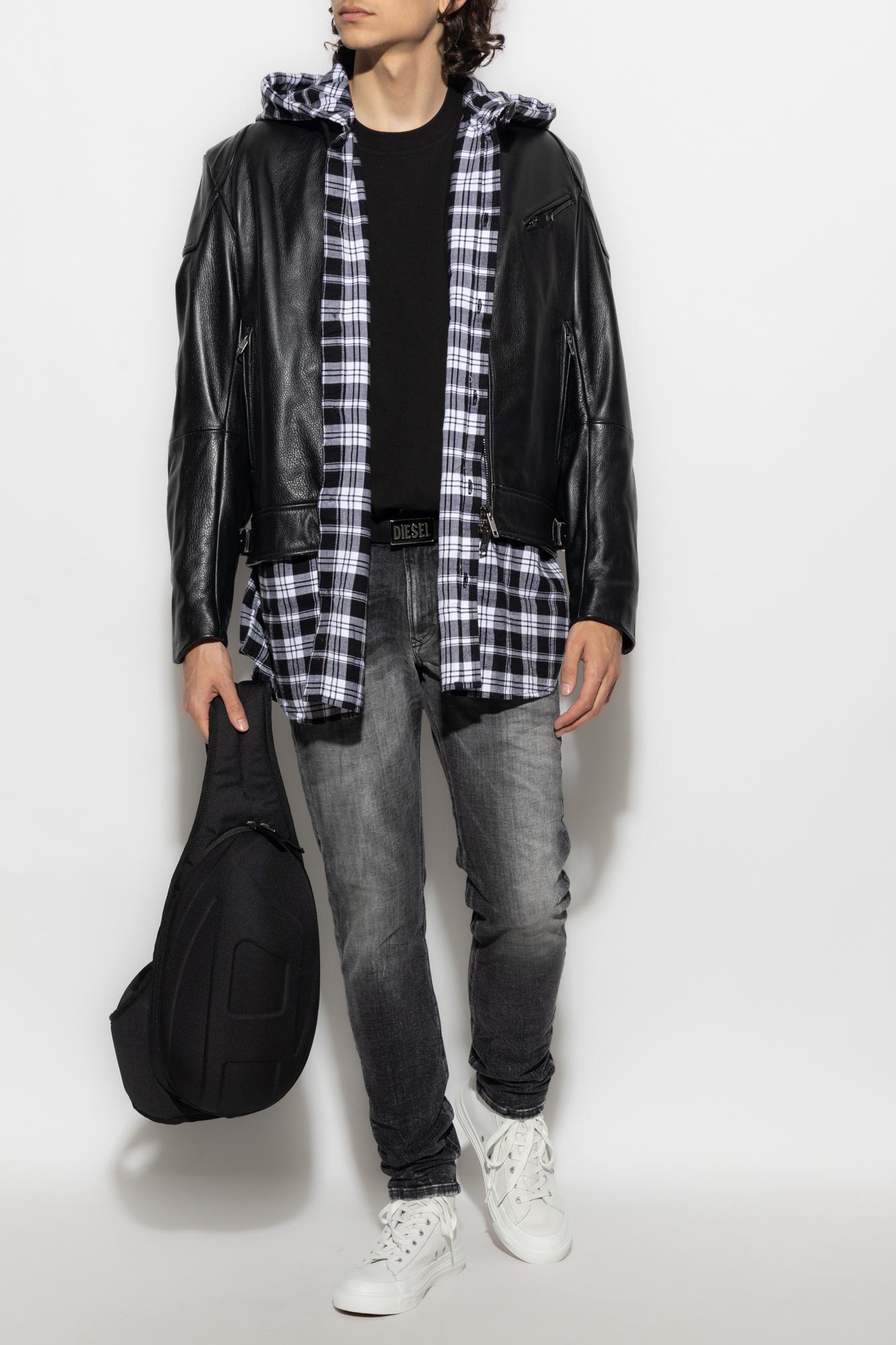 DIESEL 'L-Hein' Leather Jacket in Black for Men | Lyst