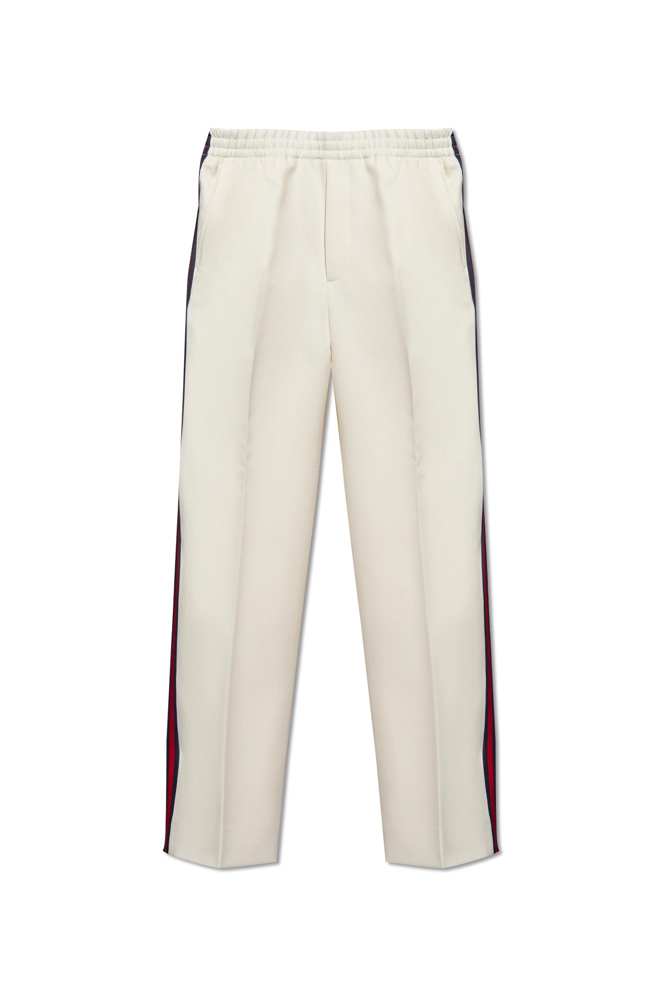 Gucci Side-Stripe Trousers in White for Men | Lyst