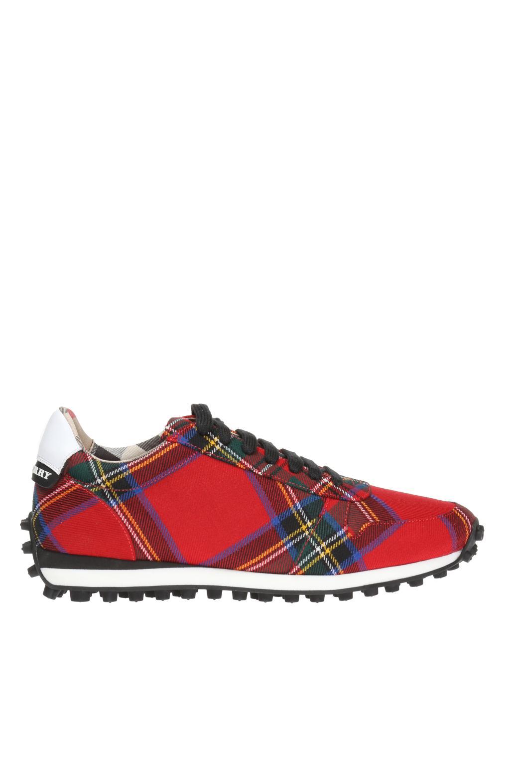 red tartan shoes