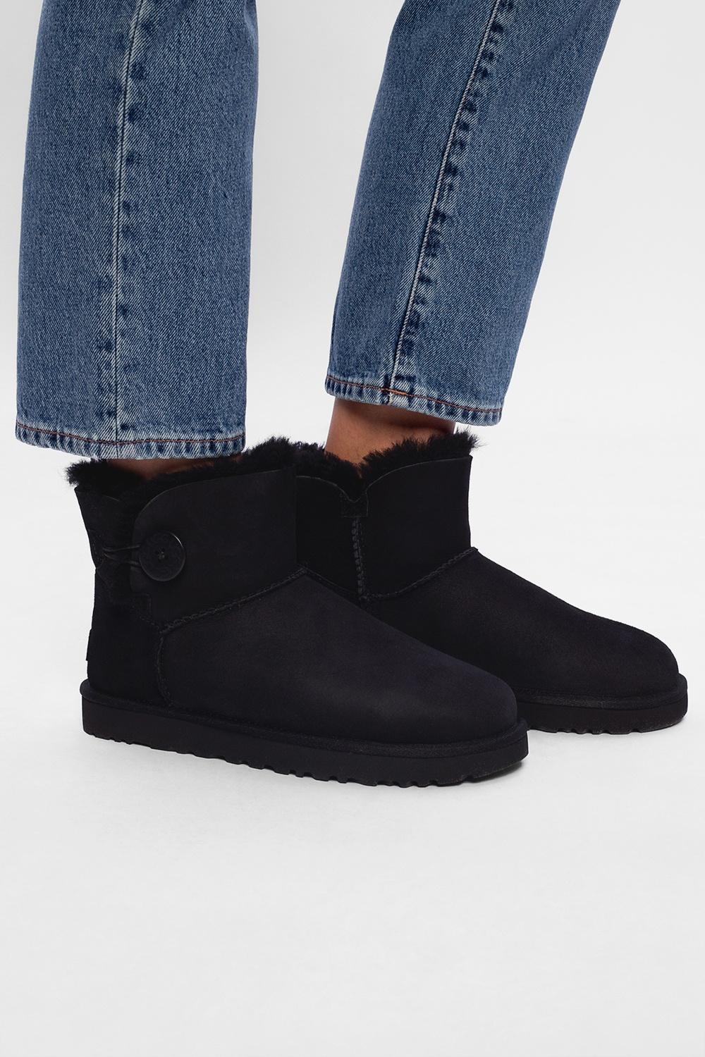 UGG 'mini Bailey Button Ii' Suede Snow Boots in Blue | Lyst