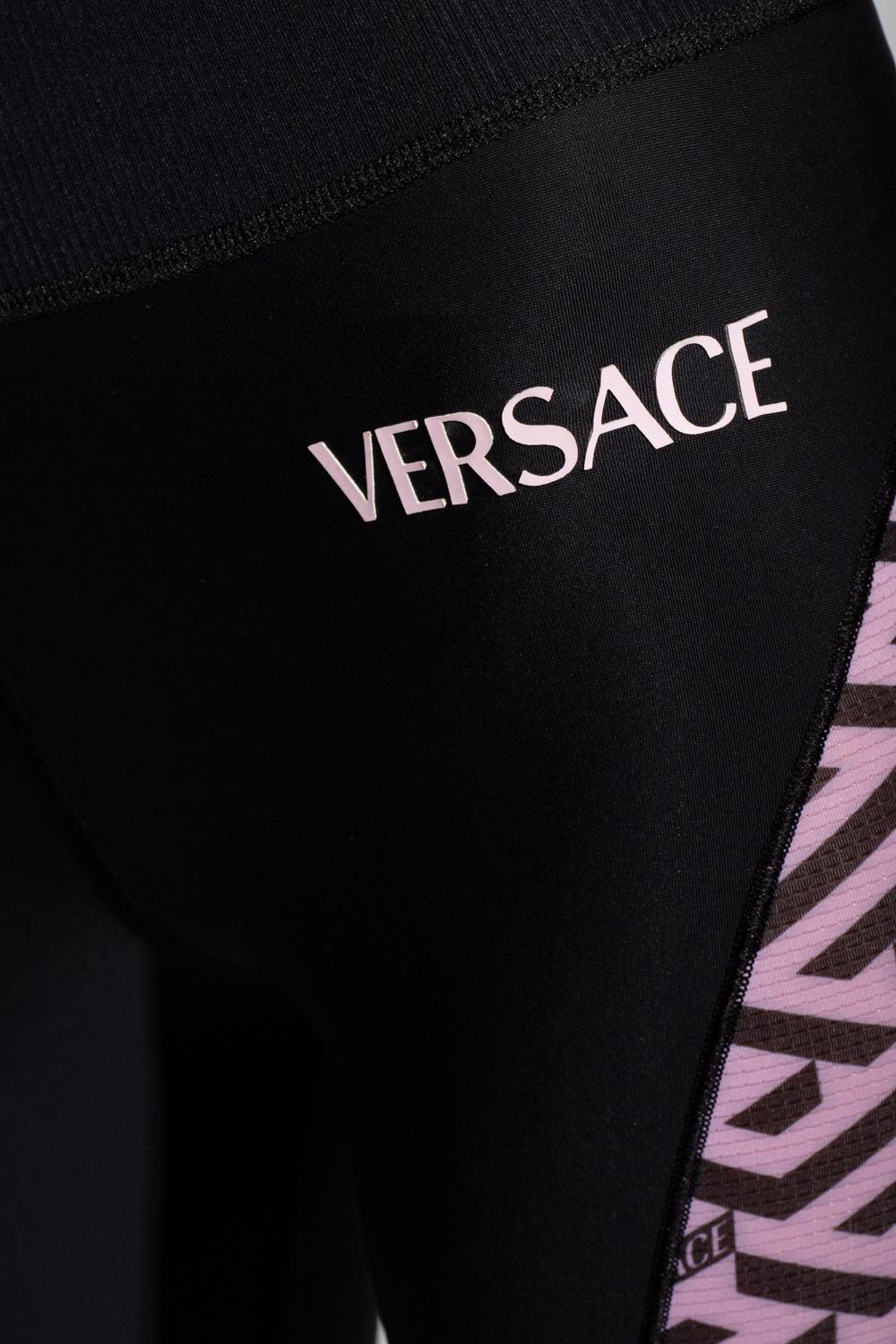 Versace Leggings With 'la Greca' Motif in Black