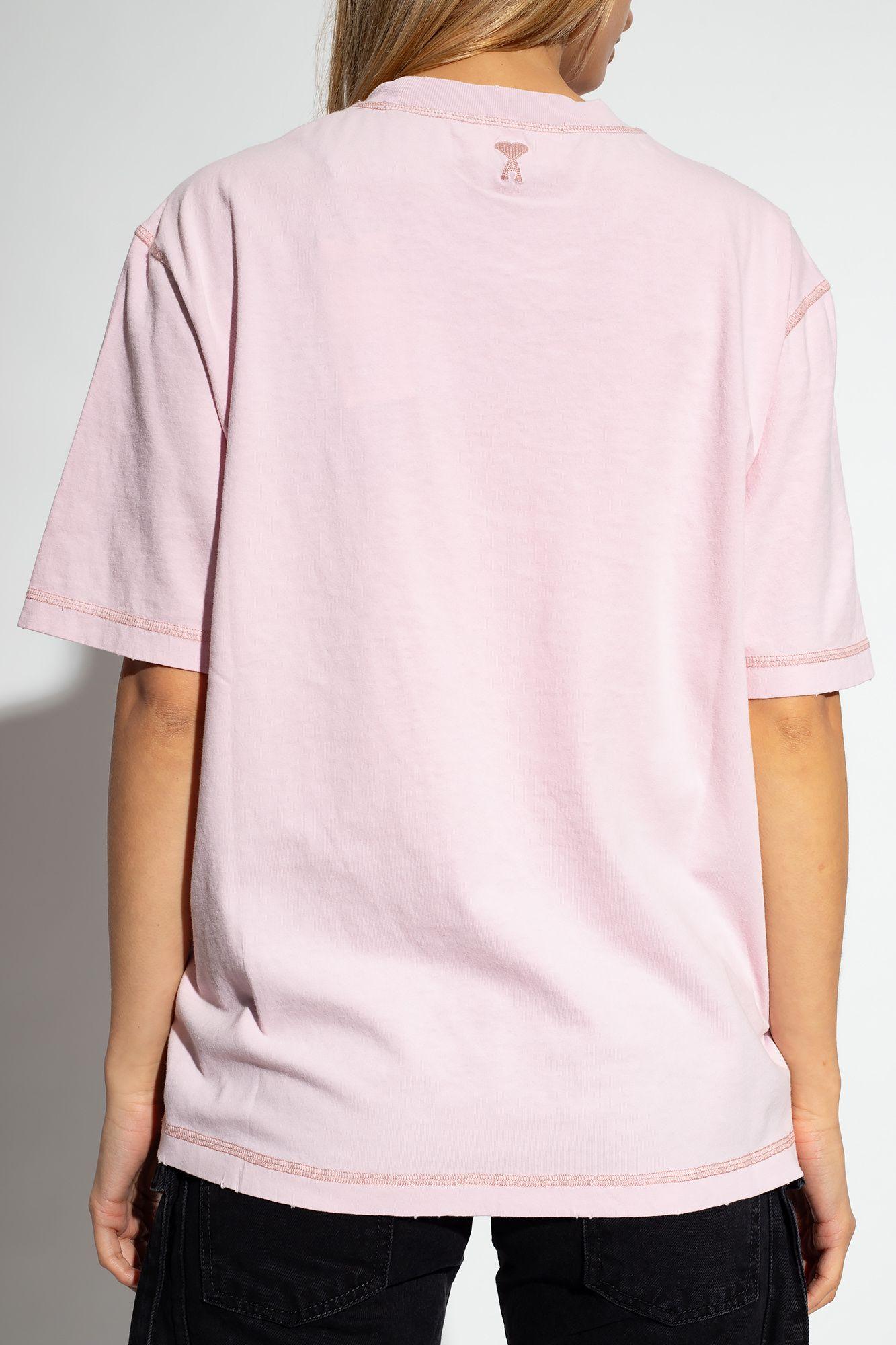 Ami Paris T-shirt With Logo in Pink | Lyst