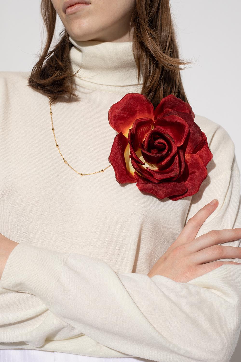 Saint Laurent Rose Brooch in Red Lyst