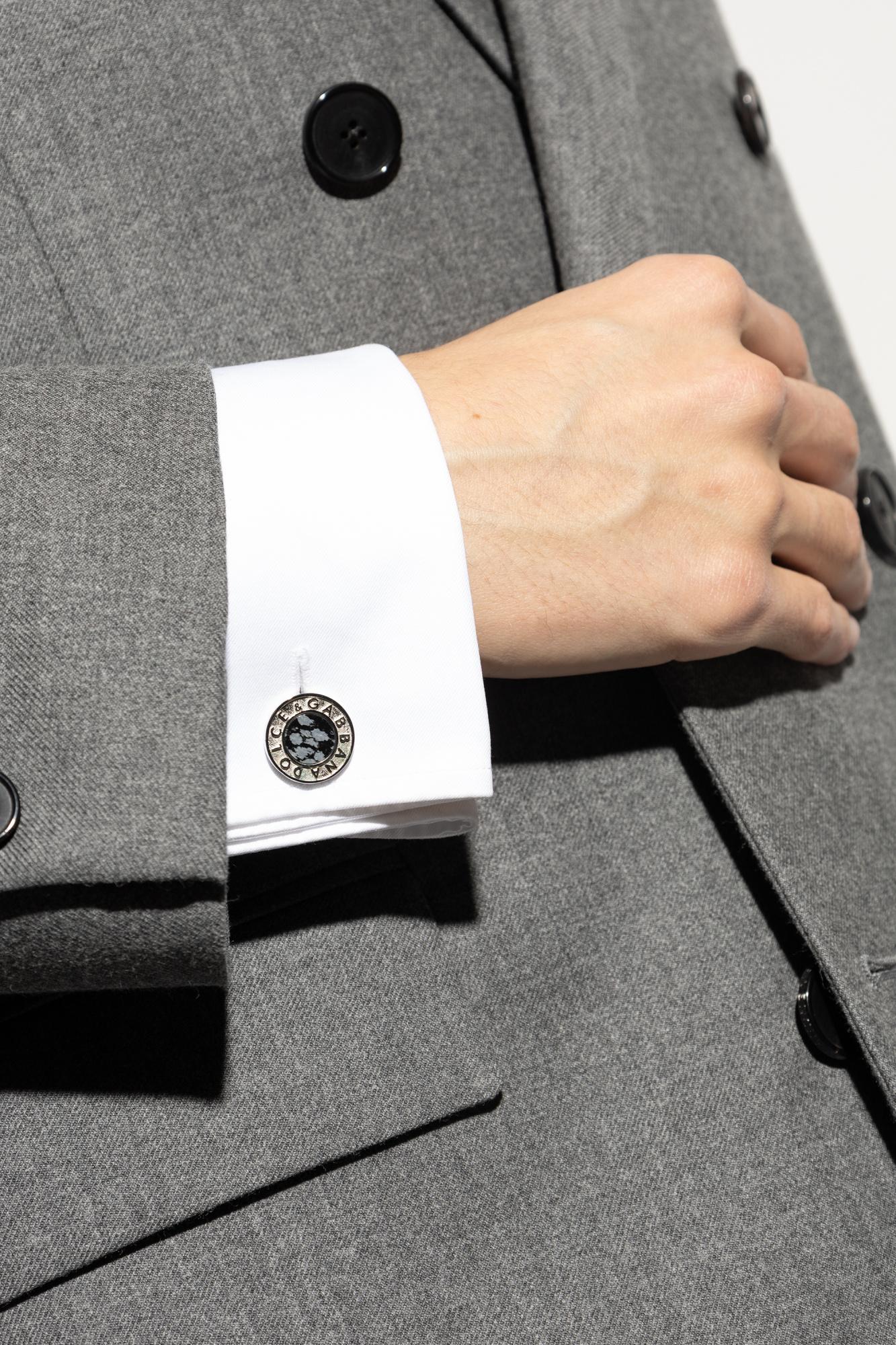 【送料&関税込】Dolce & Gabbana Cufflinks With Logo DOLCE & GABBANA Cufflinks Silver Plated Metal Brass DG Logo