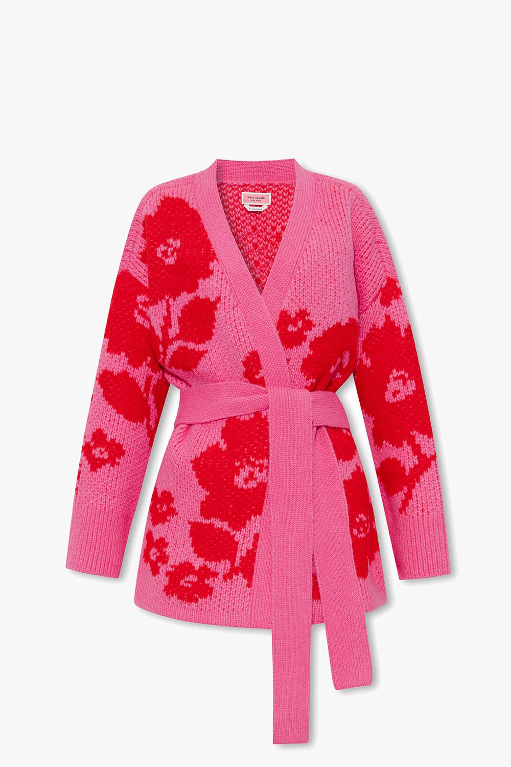 red belted cardigan