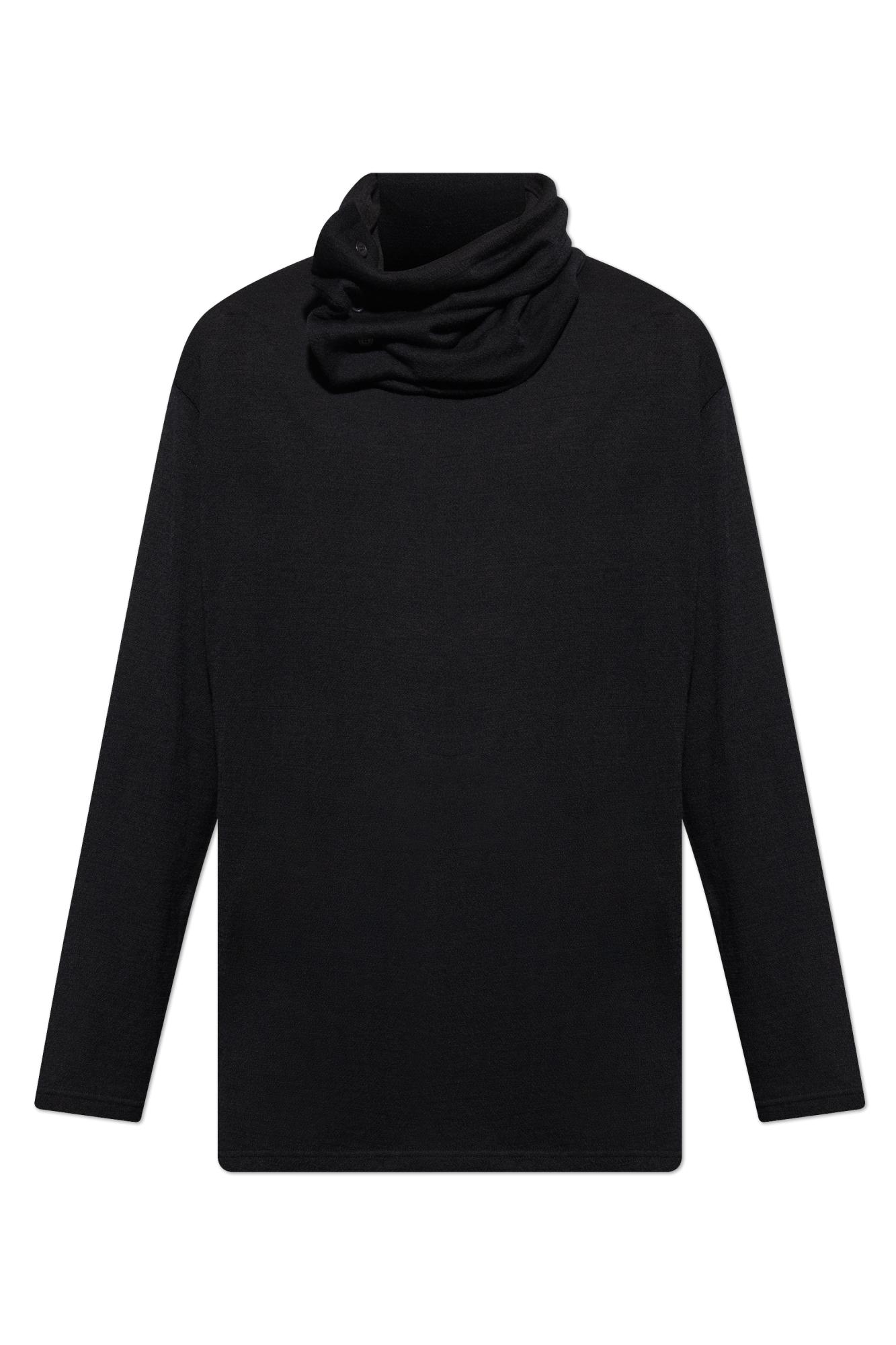 トップス Yohji Yamamoto Wool Black Knit BIG FLOWER LONG SLEEVE KNIT PULLOVER – THE SHOP YOHJI YAMAMOTO