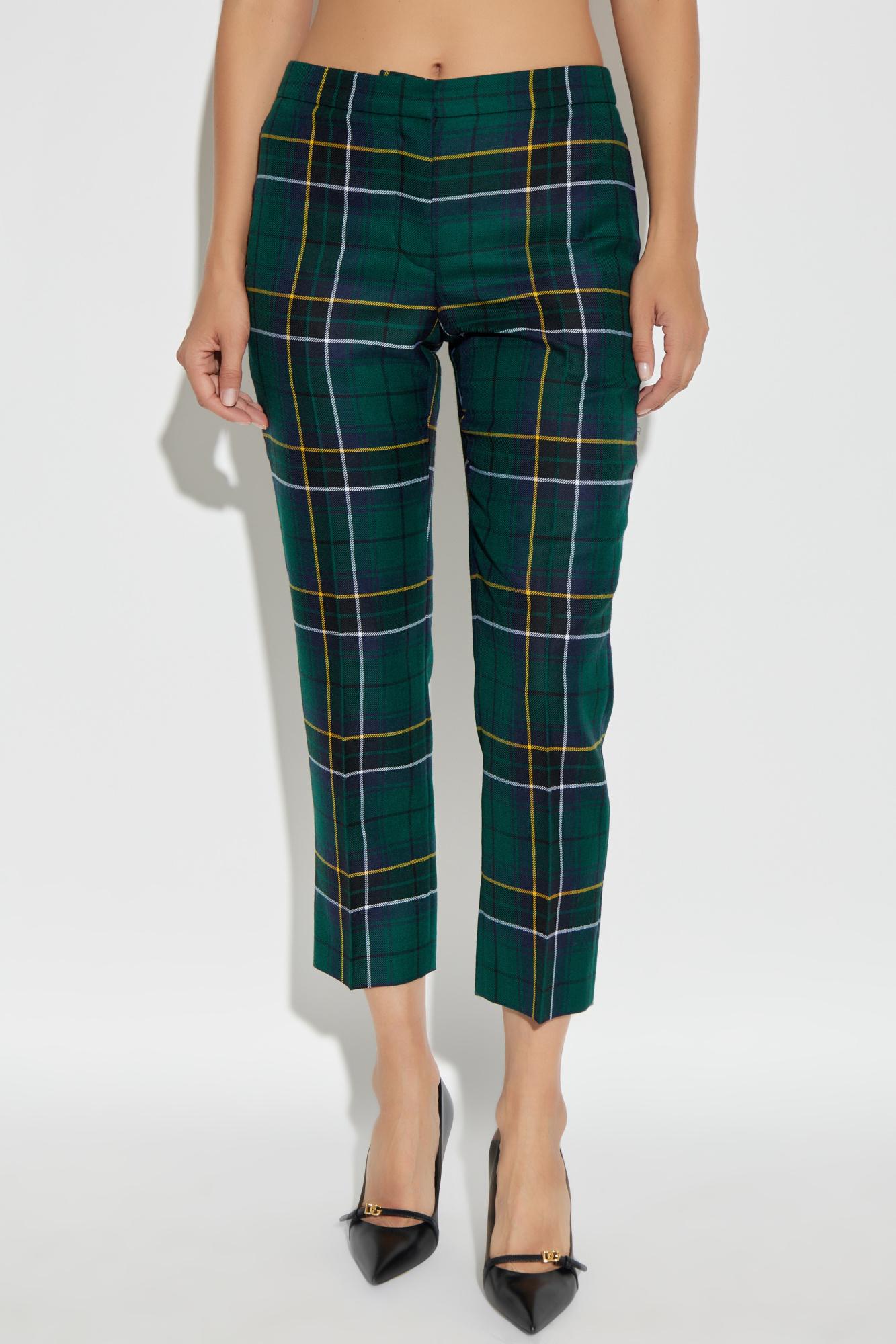 McQueen Plaid Trousers in Green | Lyst