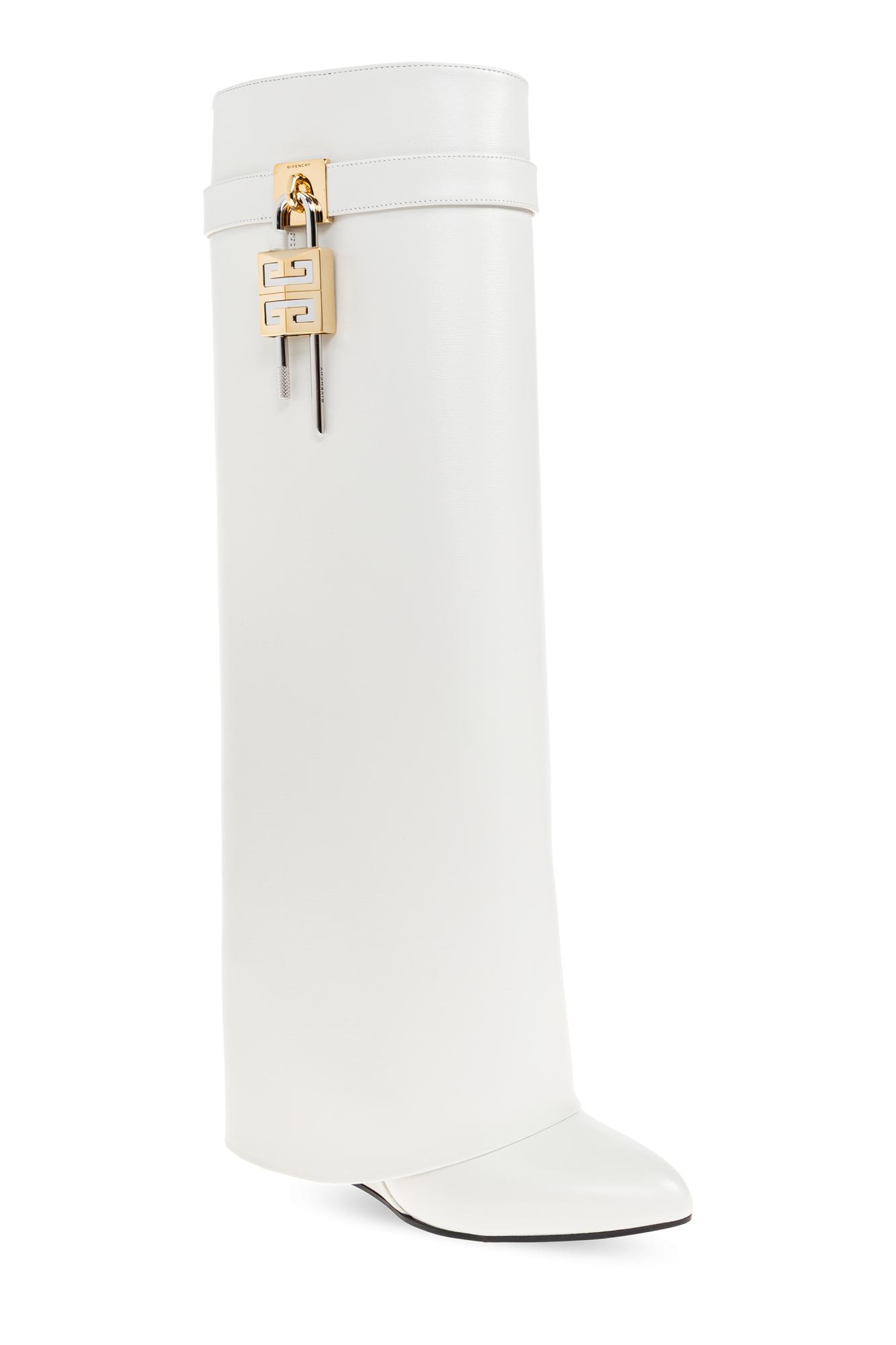 Givenchy Wedge Heel Boots Shark Lock in White | Lyst UK