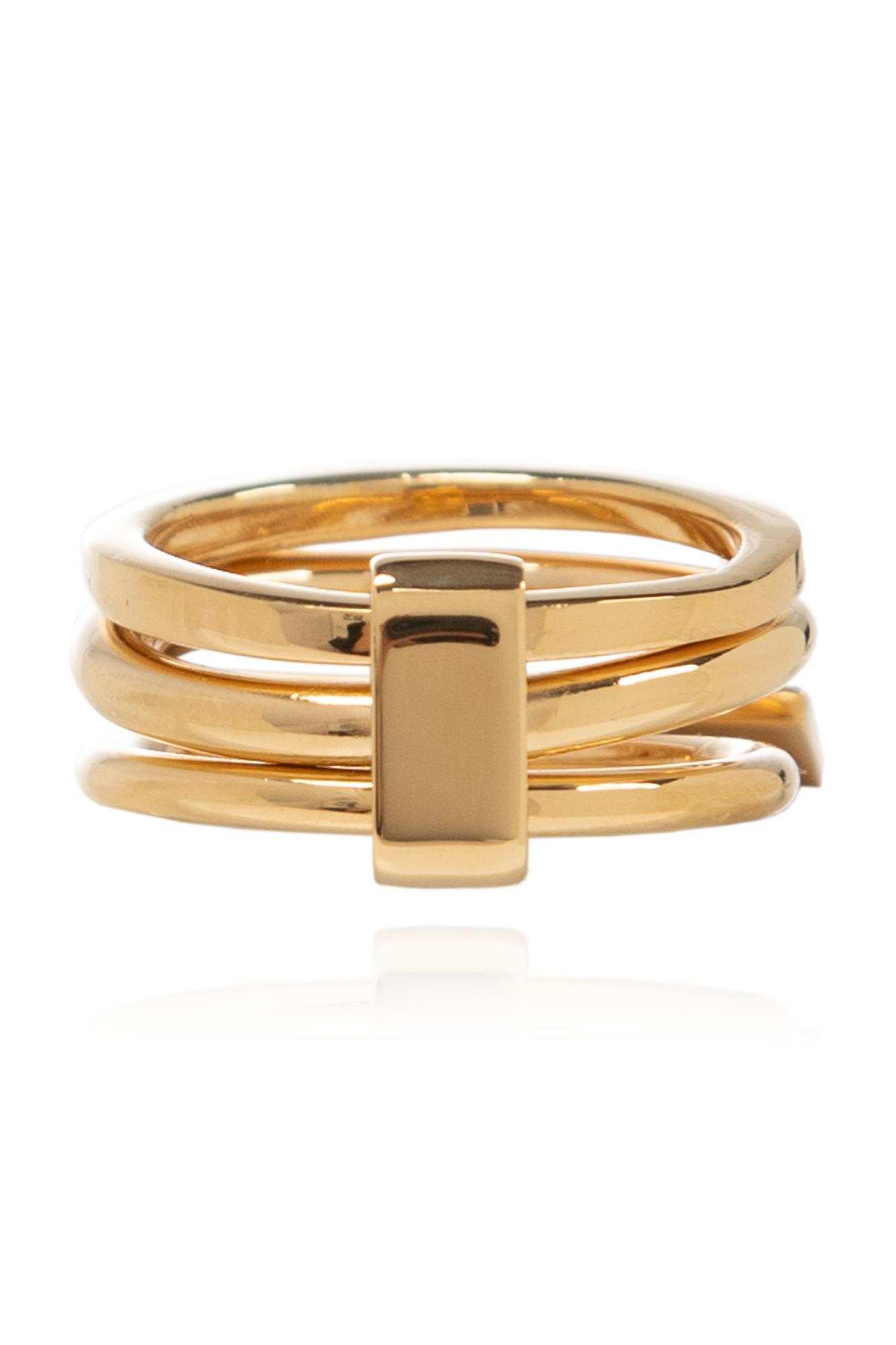 MM6 by Maison Martin Margiela Brass Ring With Logo in Metallic | Lyst