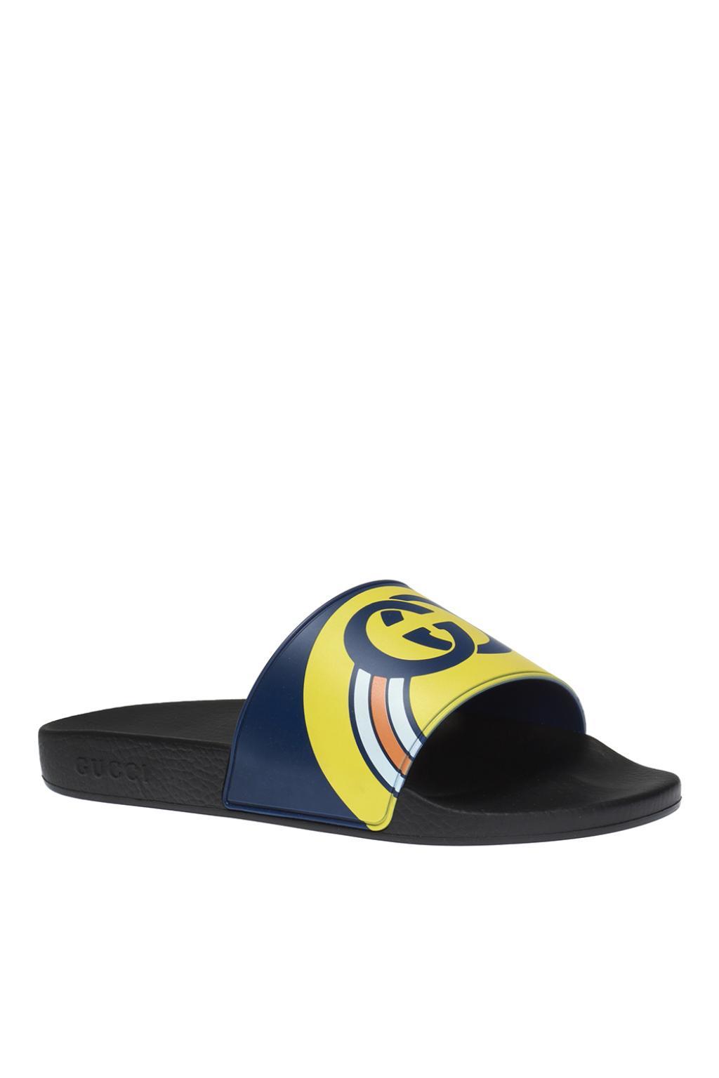 Gucci Rubber Logo Slides in Yellow for 