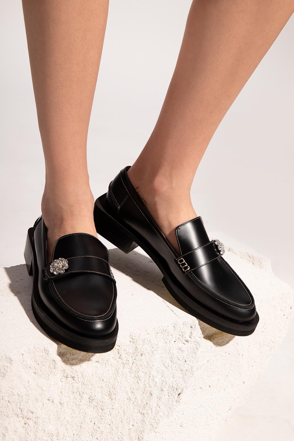 Ganni Leather Loafers in Black | Lyst