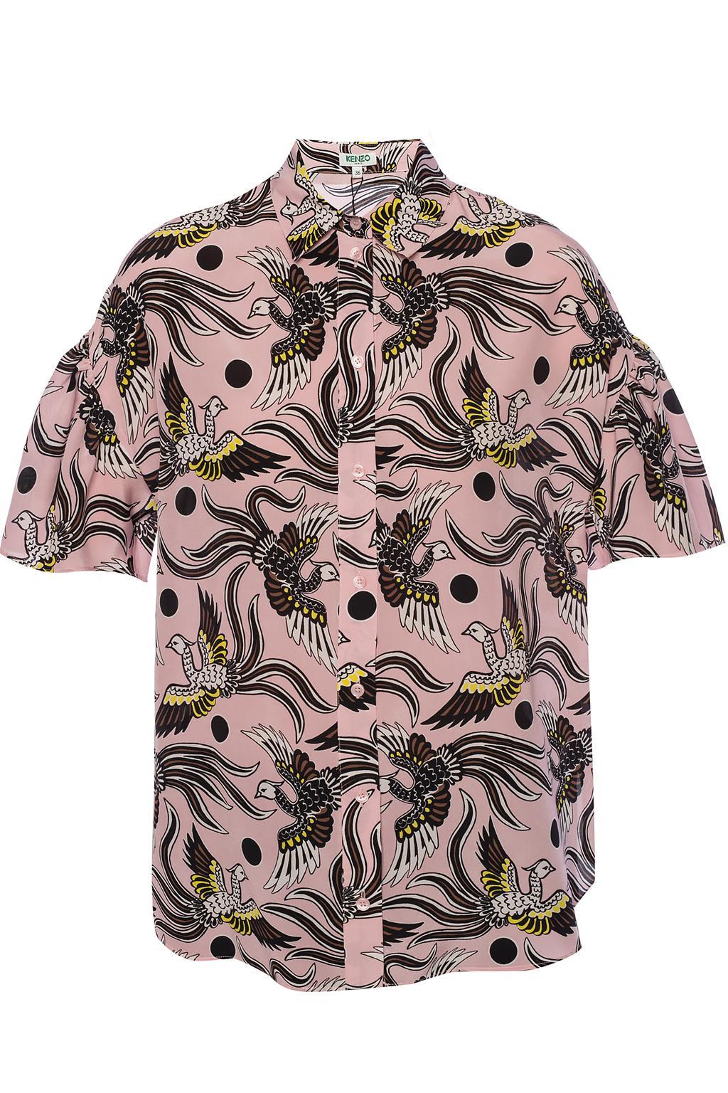 KENZO Silk Patterned Shirt in Pink - Lyst