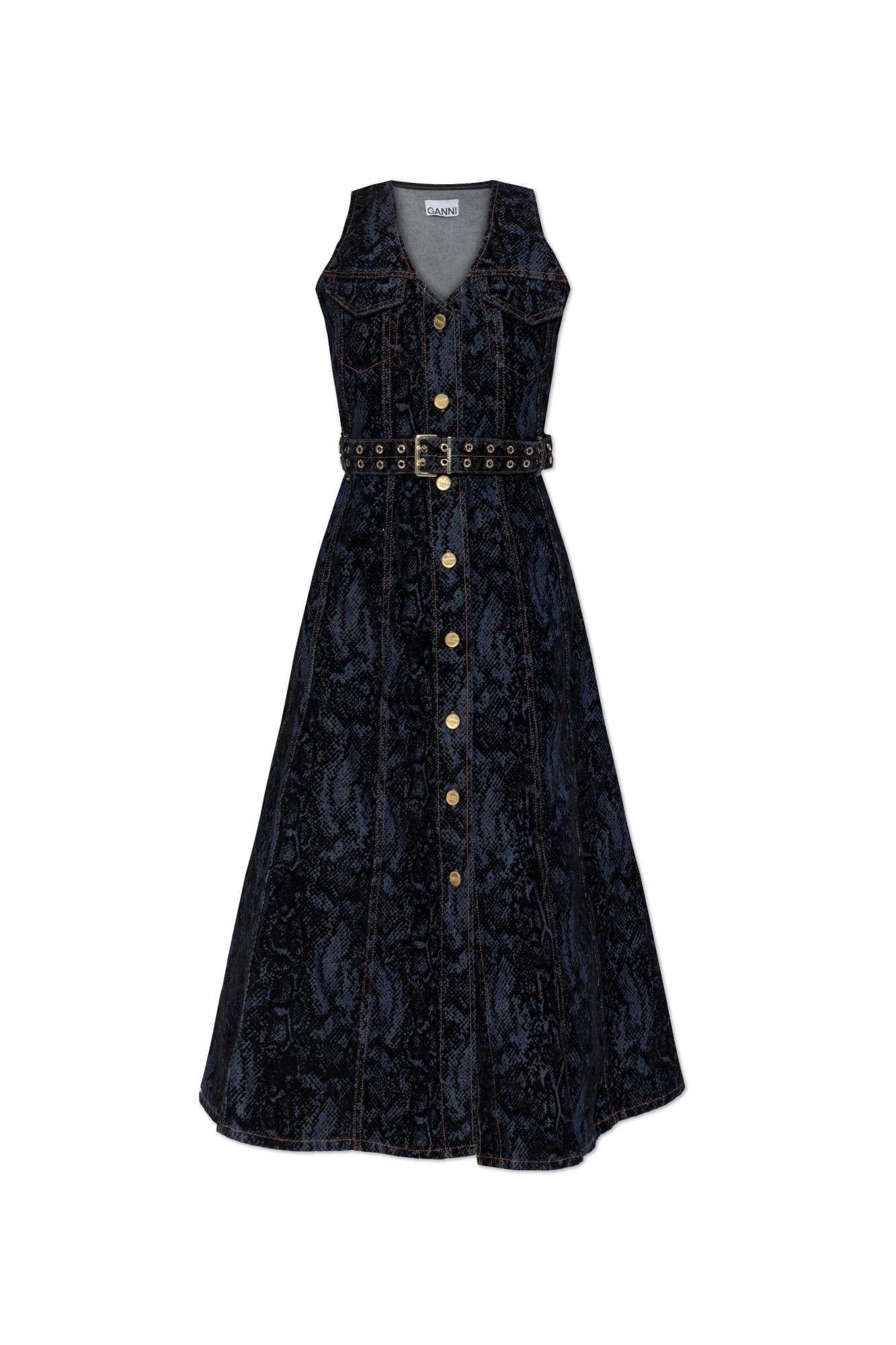 ganni blue velvet dress Ganni Ruched Velvet Midi Dress - Blue