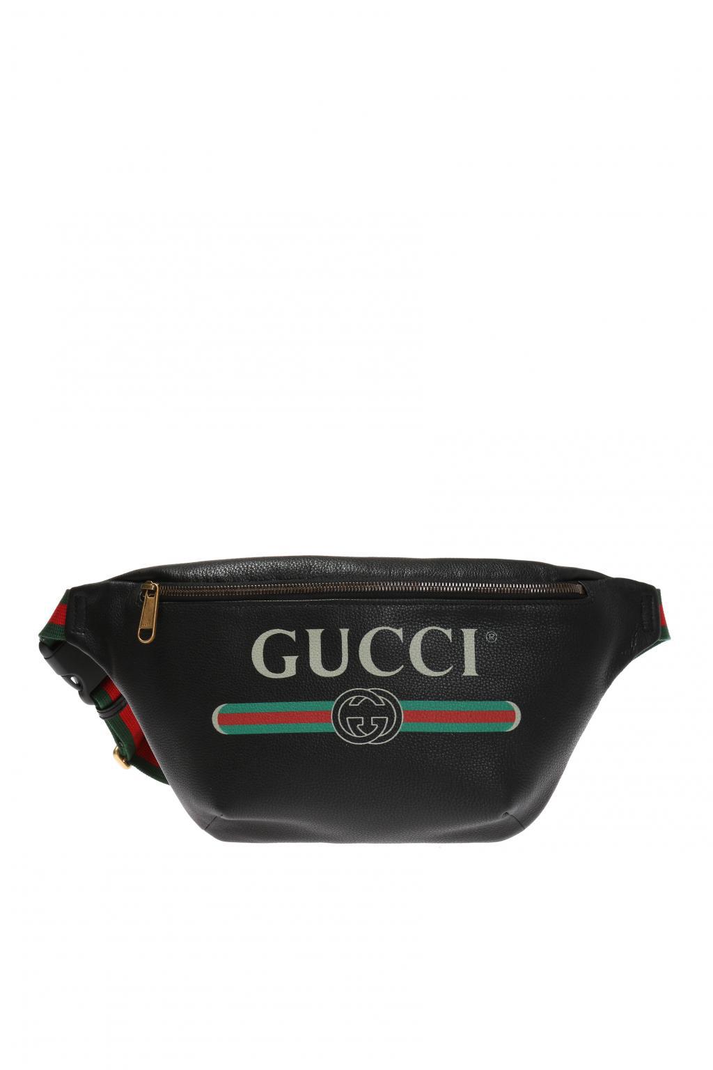 Gucci Black Fake Logo Print Leather Cross-body Bag for Men - Lyst
