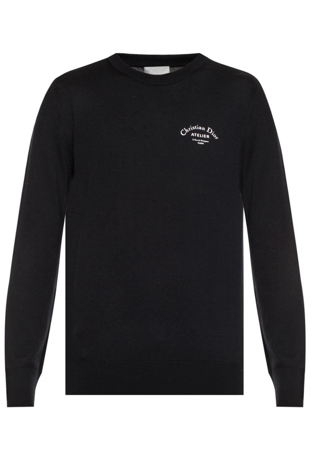 Dior Wool Logo Sweater in Black for Men - Lyst