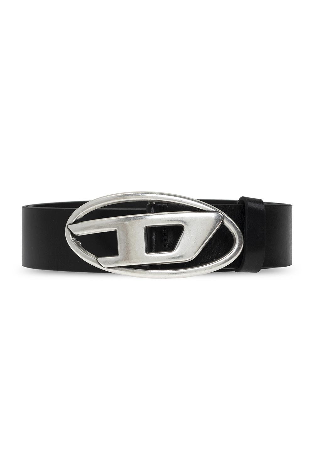 DIESEL Leather Belt With D Buckle in Black