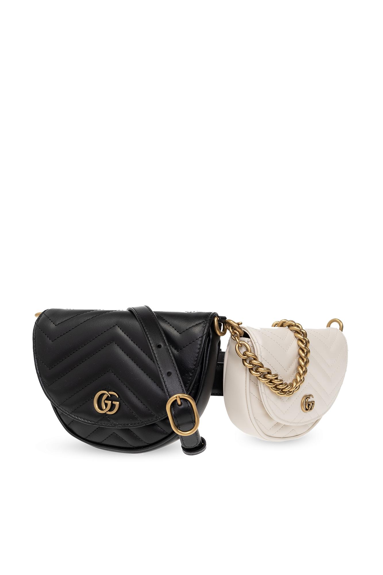 Gucci 'GG Marmont' Double Pouch Belt Bag in Black Lyst