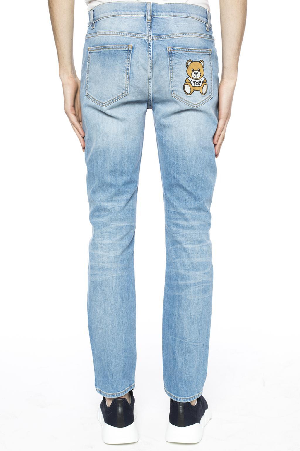 Moschino Embroidered Teddy Bear Jeans in Blue for Men | Lyst