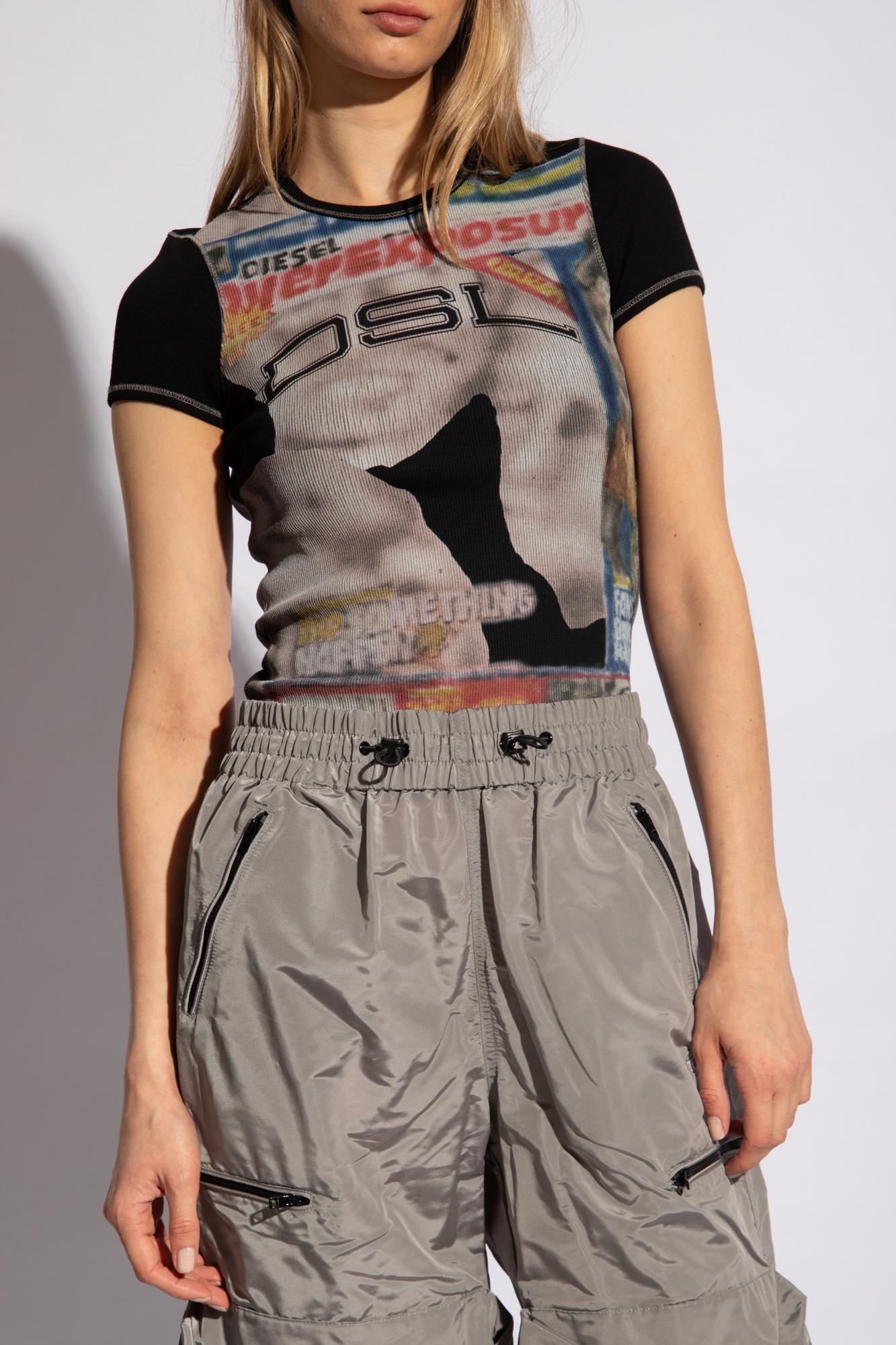 DIESEL 'T-Ele-Long' Patterned Top, ' in Black | Lyst