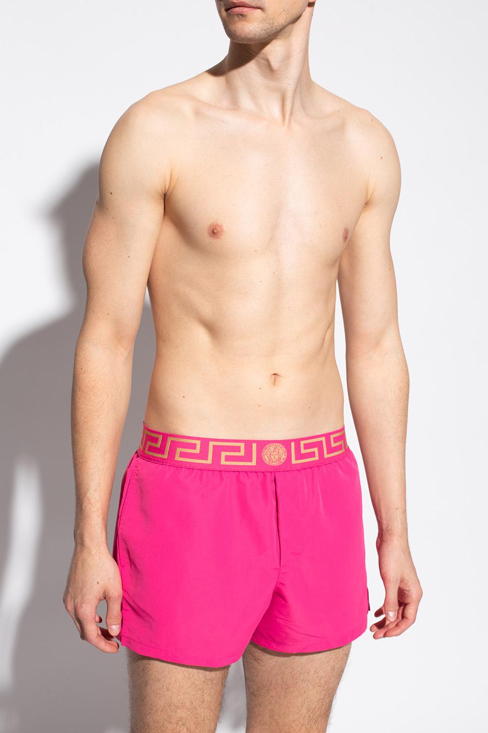 pad heroïsch Lounge Versace Swim Shorts With Logo in Pink for Men | Lyst
