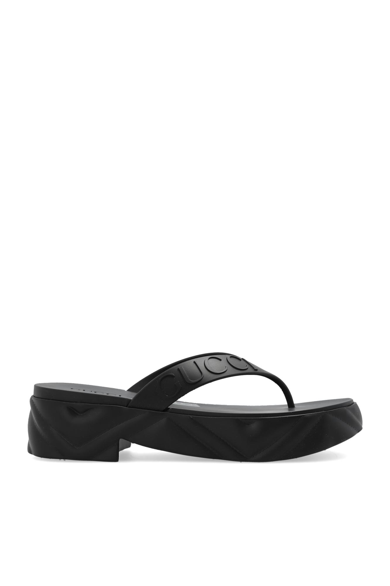 Gucci Logo Rubber Platform Sandal in Black Lyst