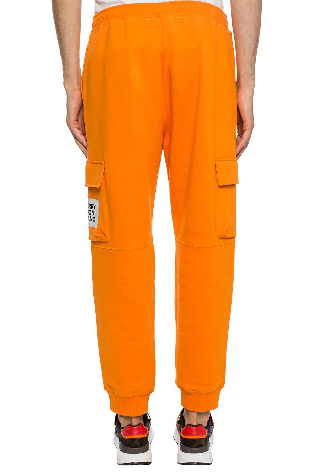 Burberry Cotton Branded Sweatpants in Orange for Men - Lyst