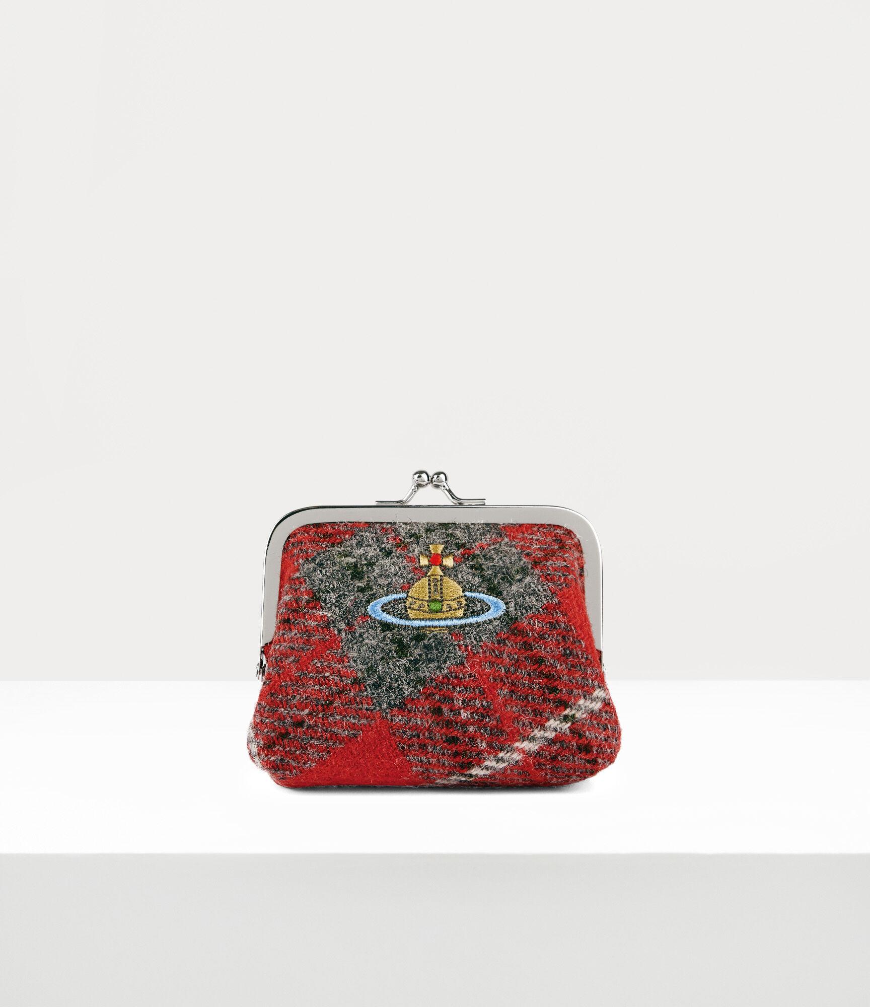 Vivienne Westwood Frame Coin Purse Harris Tweed Tartan Red