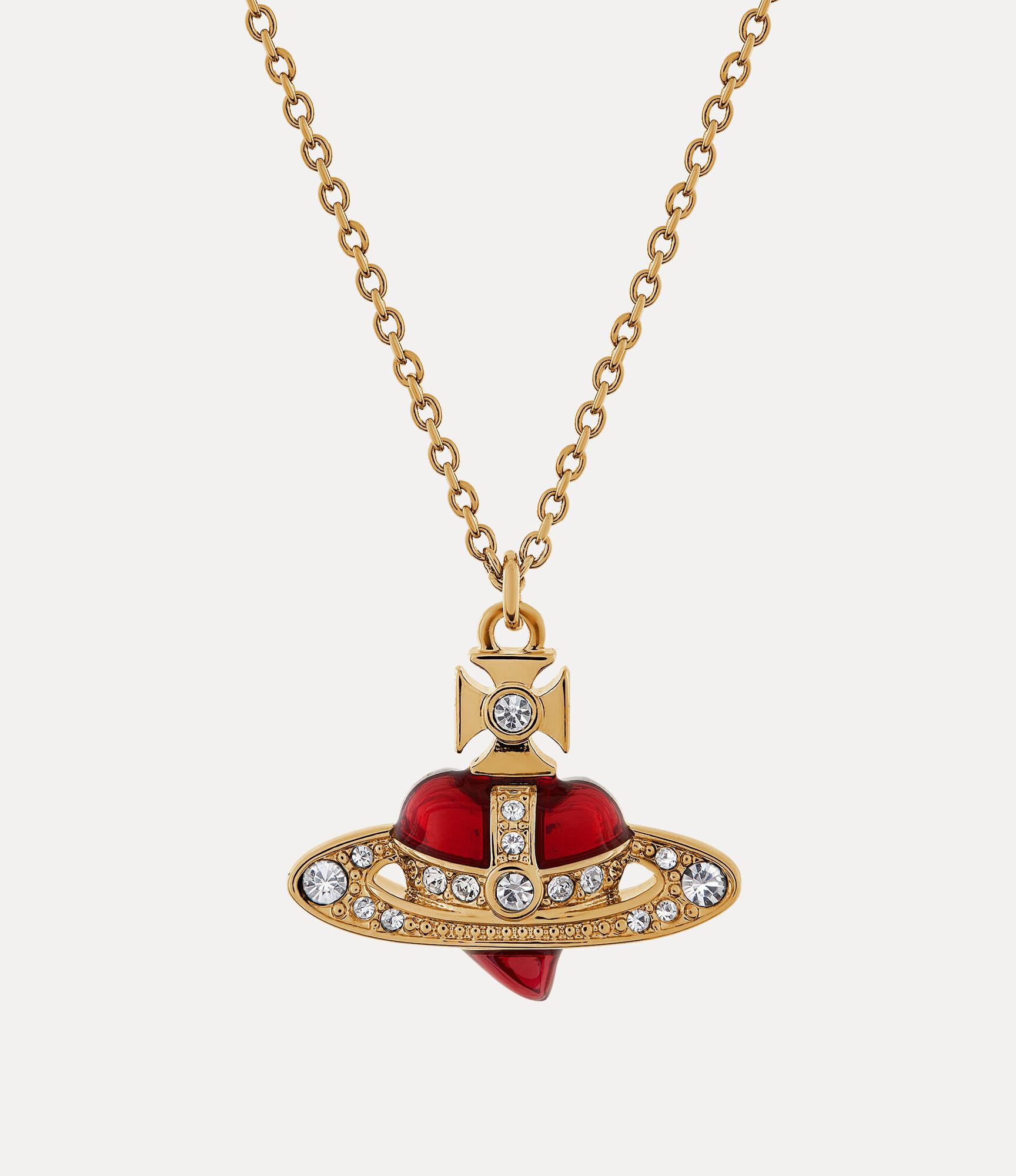 Vivienne Westwood New Diamante Heart Pendant Necklace Gold-crystal 