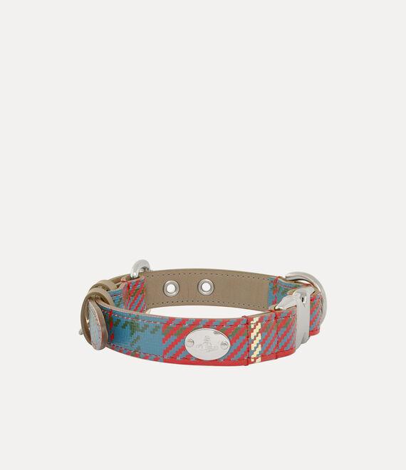Vivienne Westwood Dog Collar Tartan Print Leather in White