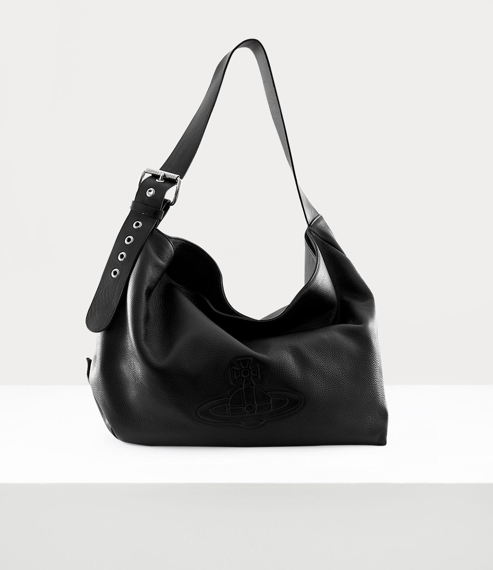 Vivienne Westwood Maxime Shoulder Bag Deer Grain Leather in Black 