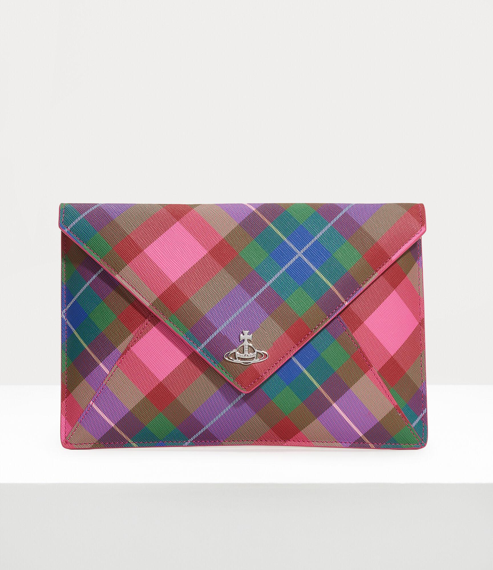 Vivienne Westwood Envelope Clutch Saffiano Printed Candy tartan in Pink Lyst UK