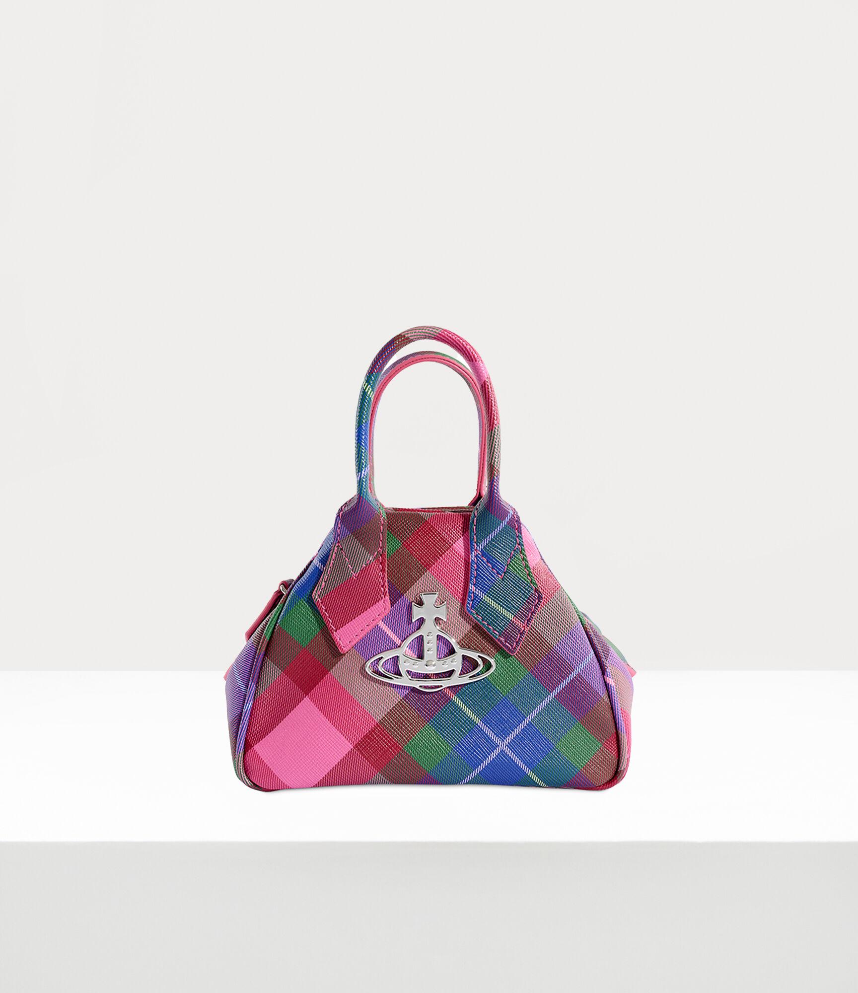 ★Vivienne Westwood★ Mini Yasmine Tote Bag Candy Tartan 5C0 Vivienne Westwood Saffiano Printed Mini Yasmine Handbag