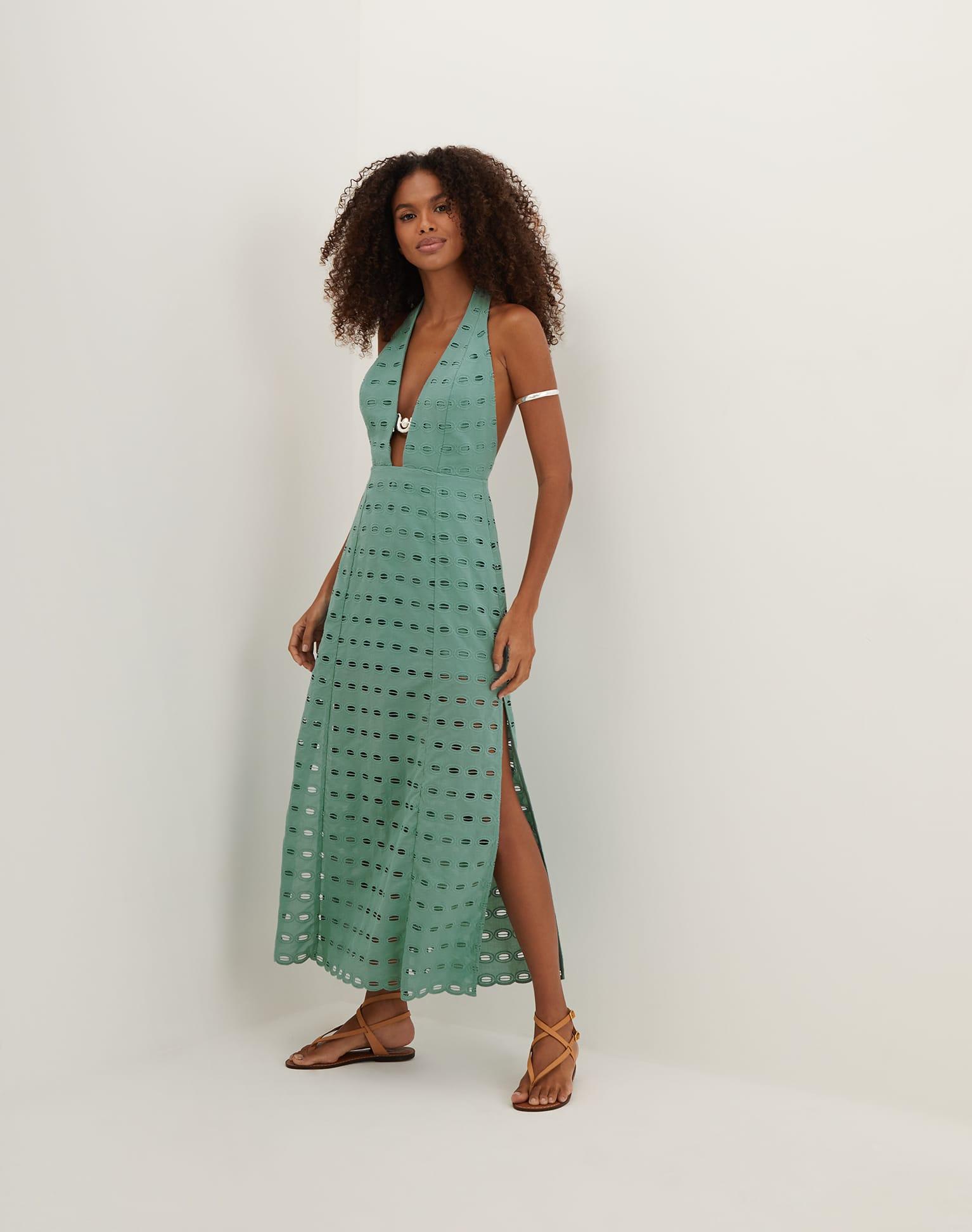 ViX Eyelet Maryse Long Dress (exchange Only) in Green | Lyst