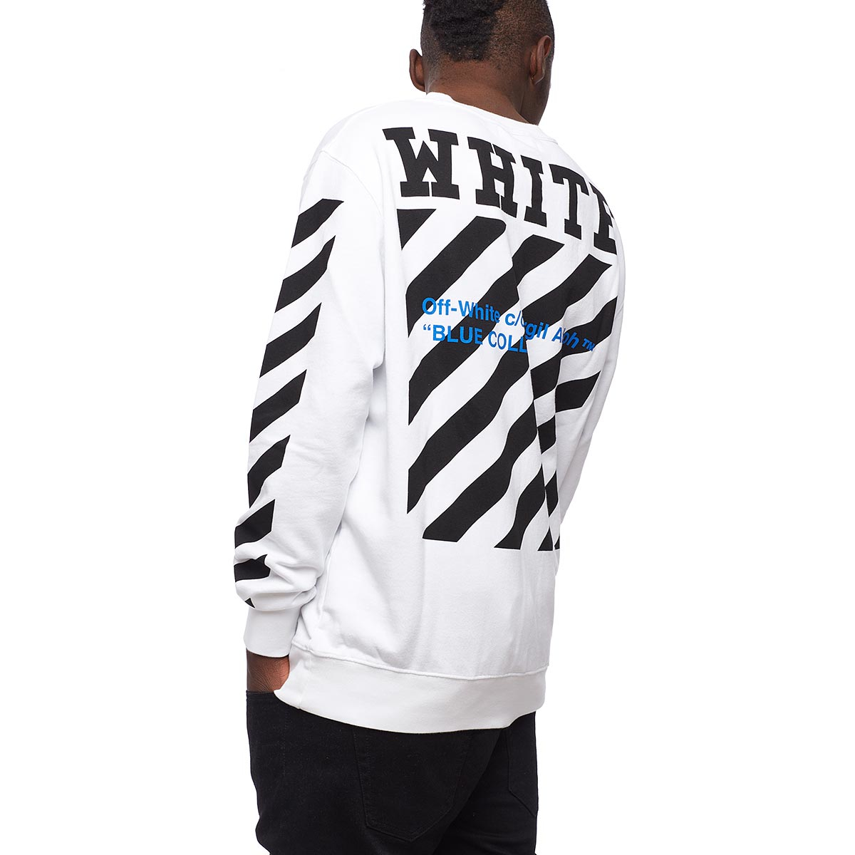 off white hoodie blue collar