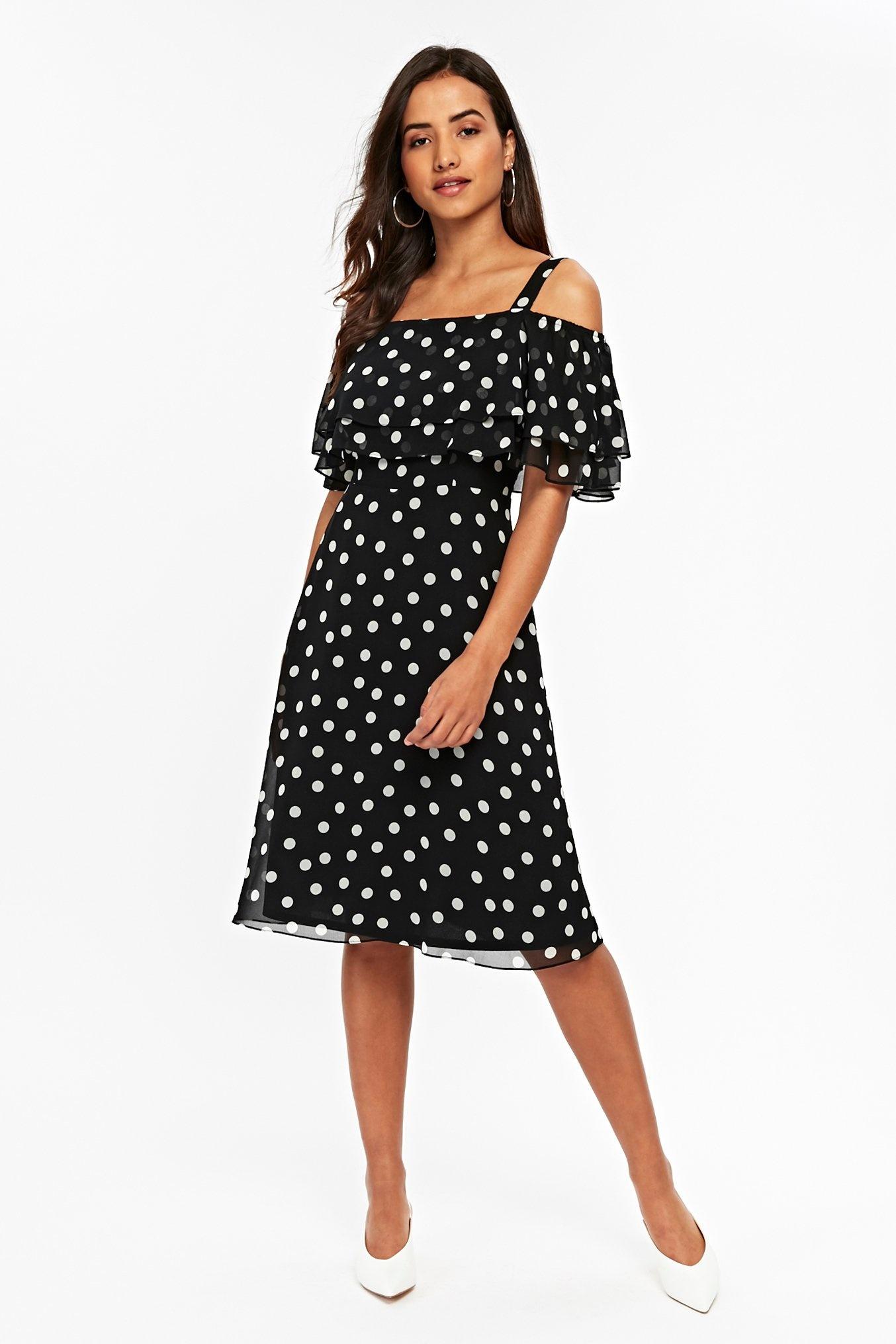 wallis polka dot bardot dress